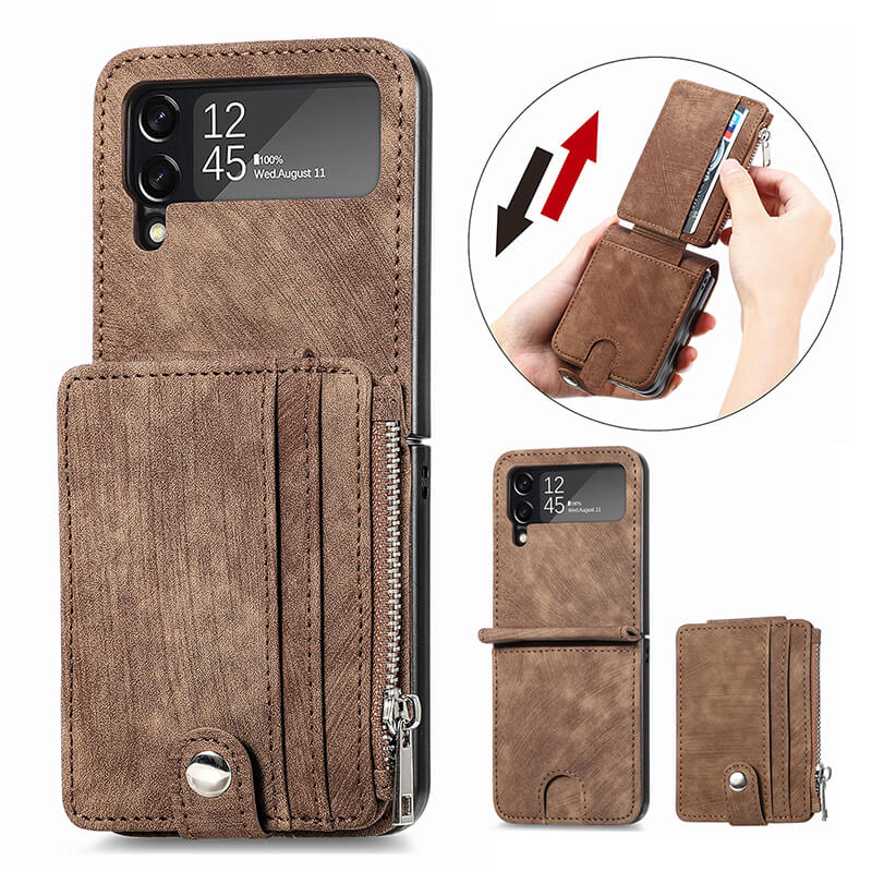 Luxury Fashion Leather Wallet Folding Case For Samsung Galaxy Z Flip 3 & Z Flip 4 & Z Flip 5