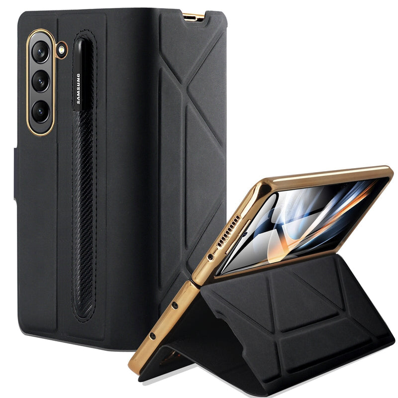 Magnetic Leather Flip Cover & S Pen Slot Holder for Samsung Galaxy Z Fold 5